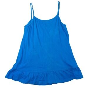 Secret Treasures Sleepwear Blue Cotton Ruffle Tank Top S/CH
